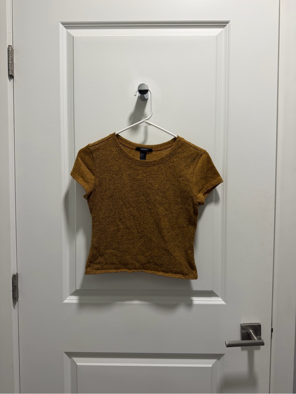 Forever 21 Short Sleeve Crop Top - Mustard Brown